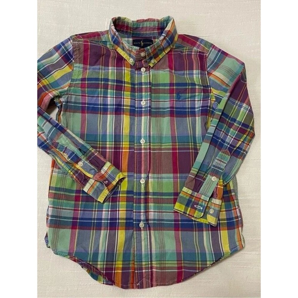 Ralph Lauren Boys' Multicolor Plaid Button-Down Shirt Size 6